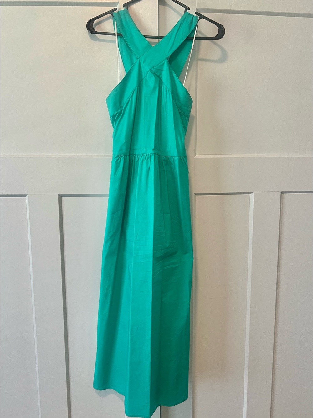 Michelle McDowell Blue / Green Cross-Back Midi Dress in Teal L